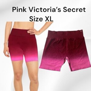 Pink Active Victorias Secret Ombré Ribbed Bike Short Size XL